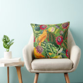 熱帯花ジャングルパターンのオレンジパロット クッション (椅子)