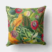 熱帯花ジャングルパターンのオレンジパロット クッション (裏面)