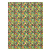 熱帯花ジャングルパターンのオレンジパロット テーブルクロス (正面)