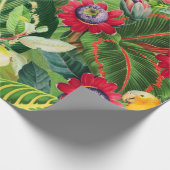 熱帯花ジャングルパターンのオレンジパロット ラッピングペーパー (角)