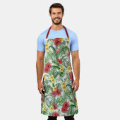 熱帯花ジャングル花の模様 エプロン (着用した状態)