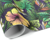 熱帯花ジャングル葉の贈り物 ラッピングペーパー (ロールコーナー)