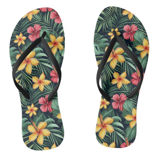 熱帯花ハイビスカスシームレスパターン ビーチサンダル (ソール)