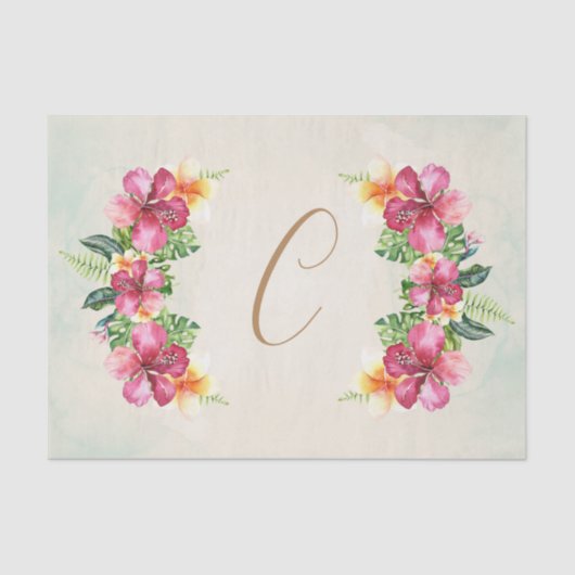 熱帯花ハイビスカスプルメリアフローラ 薄葉紙 (正面)