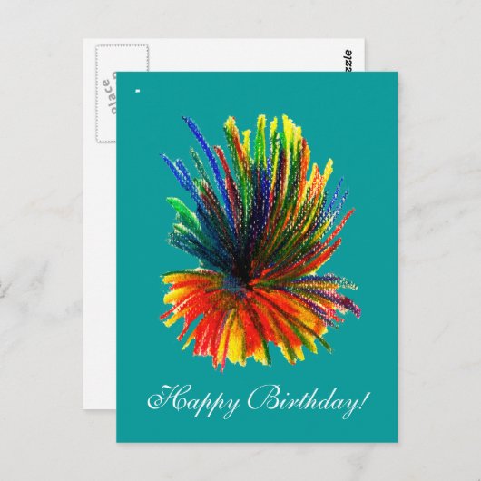 熱帯花ハッピーバースデーカード ポストカード (正面/裏面)