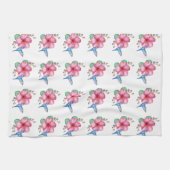 熱帯花ハミングバードホワイト キッチンタオル (横)