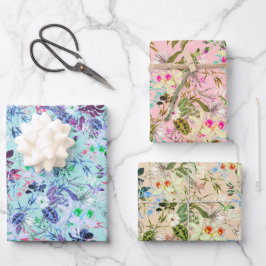 熱帯花ハワイアン花柄 ラッピングペーパーシート