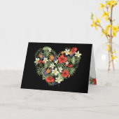 熱帯花ハートバレンタインデー カード (黄色い花)