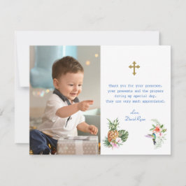 熱帯花バードフォトボーイクロスバプテスマ サンキューカード