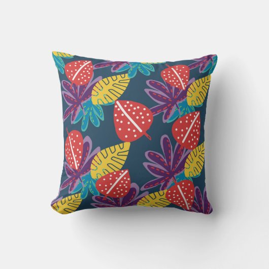 熱帯花パターントレンディーカラフル果実 クッション (正面)
