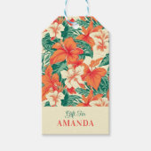 熱帯花パターンハワイアンビア ギフトタグ (正面)
