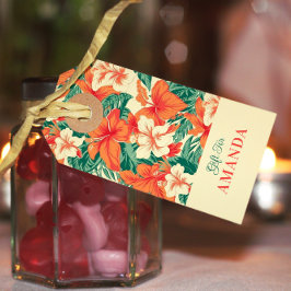 熱帯花パターンハワイアンビア ギフトタグ