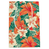 熱帯花パターンハワイアンビア ミディアムペーパーバッグ (正面)