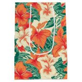 熱帯花パターンハワイアンビア ミディアムペーパーバッグ (裏面)