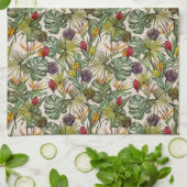 熱帯花パターン キッチンタオル (折り畳み)