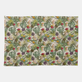 熱帯花パターン キッチンタオル (横)