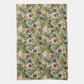 熱帯花パターン キッチンタオル (縦)