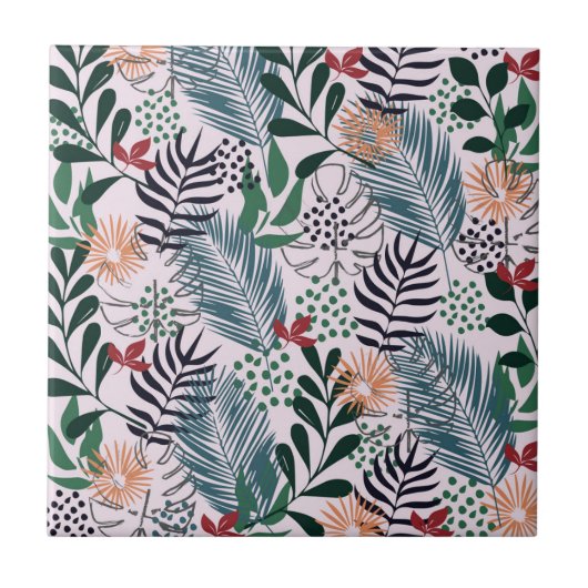 熱帯花パターン タイル (正面)