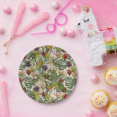 熱帯花パターン ペーパープレート (パーティー)