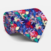 熱帯花フローラプリント ネクタイ (ロール)