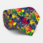 熱帯花フローラプリント ネクタイ (ロール)