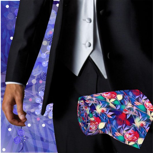 熱帯花フローラプリント ネクタイ