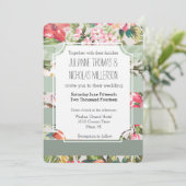 熱帯花ミントストライプ結婚ズ 招待状 (スタンド正面)