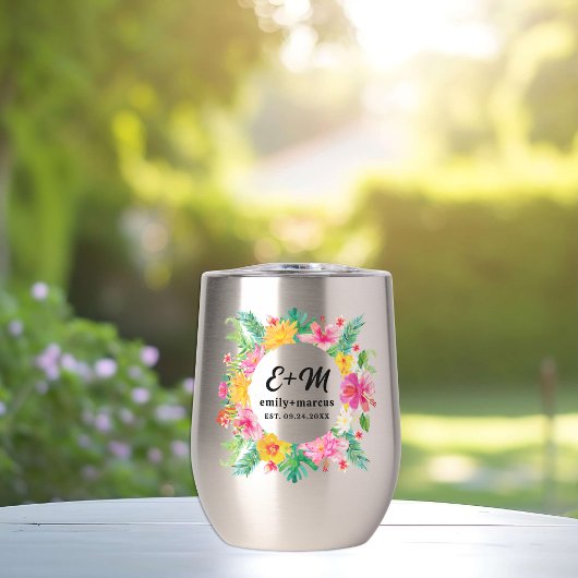 熱帯花リース結婚モノグラム