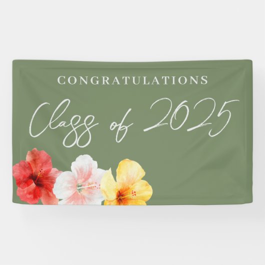 熱帯花ルアウ（ハワイ式宴会）パーティーバナー 横断幕 (横)