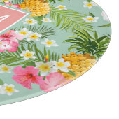 熱帯花及びパイナップルは|あなたのイニシャルを加えます カッティングボード (角)