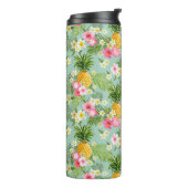 熱帯花及びパイナップルは|あなたのイニシャルを加えます タンブラー (回転左)