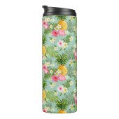 熱帯花及びパイナップルは|あなたのイニシャルを加えます タンブラー (回転右)