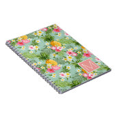 熱帯花及びパイナップルは|あなたのイニシャルを加えます ノートブック (右側)