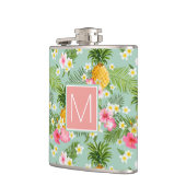 熱帯花及びパイナップルは|あなたのイニシャルを加えます フラスク (左)