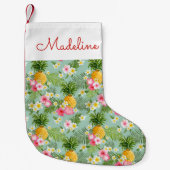 熱帯花及びパイナップルは|あなたの名前を加えます スモールクリスマスストッキング (正面)