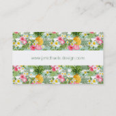 熱帯花及びパイナップルは|を加えます名前を縞で飾ります 名刺 (裏面)