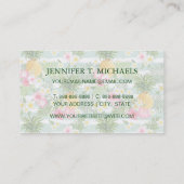 熱帯花及びパイナップルは|を加えます名前を縞で飾ります 名刺 (裏面)