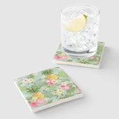 熱帯花及びパイナップル ストーンコースター (横)