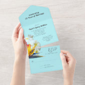 熱帯花成婚記念日の誓いの更新 オールインワン招待状 (貼ってはがせる)