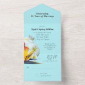 熱帯花成婚記念日の誓いの更新 オールインワン招待状 (内側)