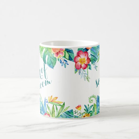 熱帯花柄はカスタムな母新郎の2味方しました コーヒーマグカップ (中央)