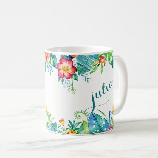 熱帯花柄はカスタムな母花嫁の2味方しました コーヒーマグカップ (正面右)