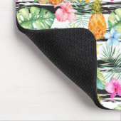 熱帯花柄は縞で飾ります マウスパッド (コーナー)