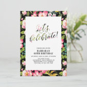 熱帯花柄アダルトバースデーパーティー 招待状 (スタンド正面)