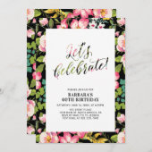 熱帯花柄アダルトバースデーパーティー 招待状 (正面/裏面)