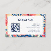 熱帯花柄ハイビスカス花QRコード 名刺 (裏面)