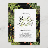 熱帯花柄ベビーシャワー招待状 招待状 (正面/裏面)