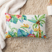 熱帯花柄 ランバークッション (ブランケット)