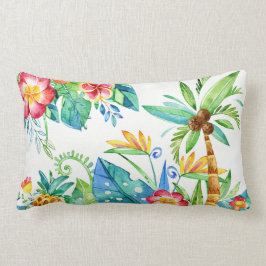 熱帯花柄 ランバークッション
