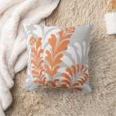 熱帯花模様のオレンジ、白い及び灰色のカスタマイズ可能 クッション (ブランケット)